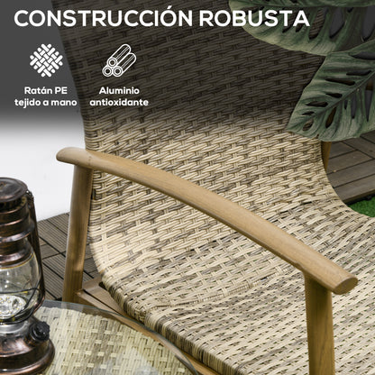 Outsunny Conjunto De Mesa Y Sillas De Jardín Para Exterior Natural Y Marrón_5