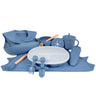 Conjunto De Louça Em Silicone Orgânico Para Bebé 15 Peças Com Ventosa Antiderrapante Althea Living Azul Marinho