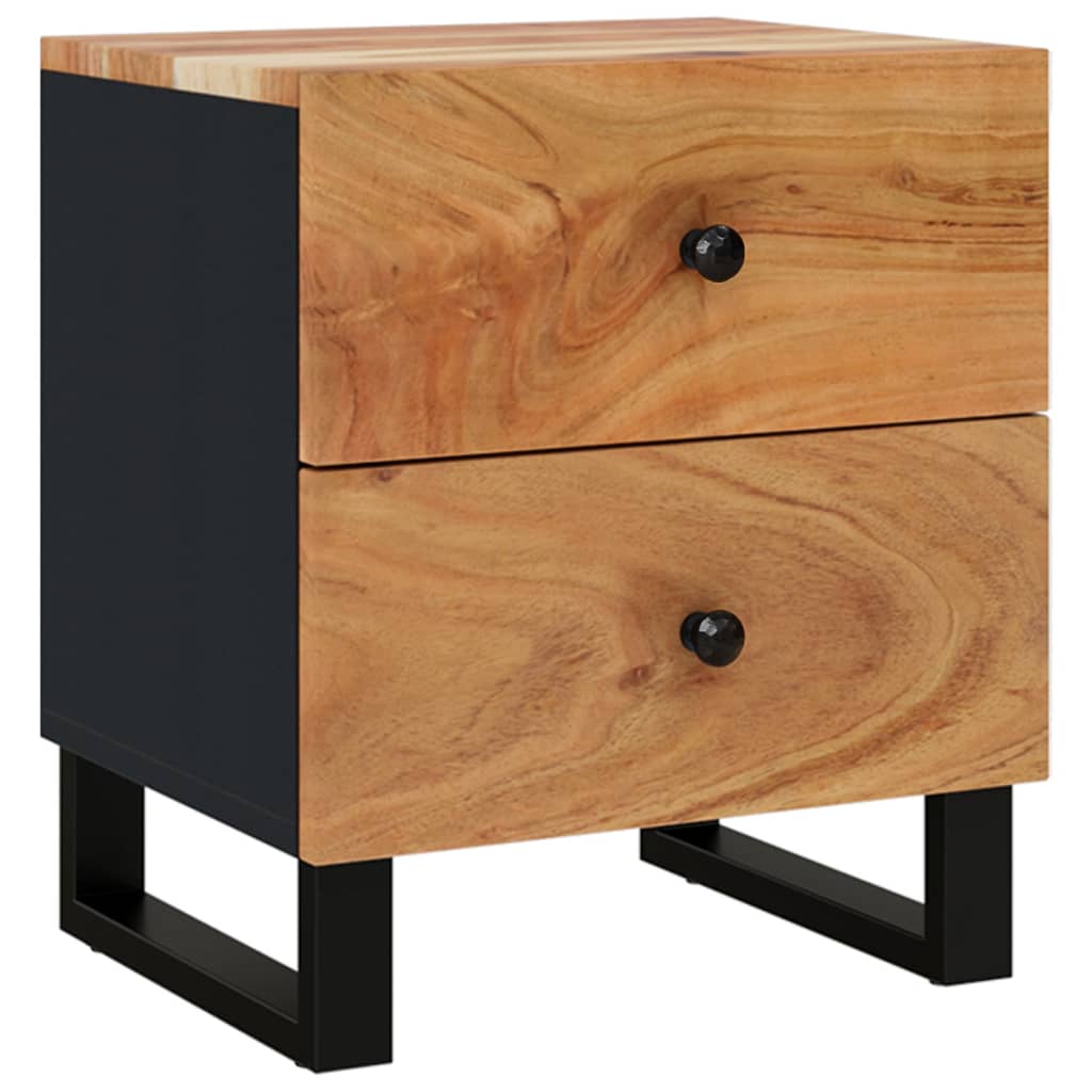 Mesita De Noche De Madera Maciza De Acacia 40x33x46 Cm_0