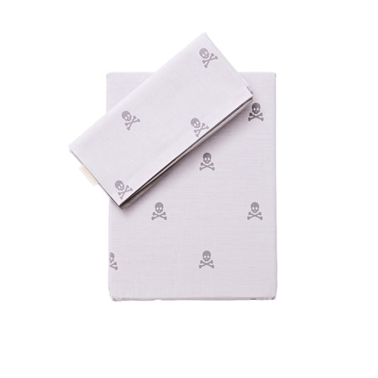 Set Cama (funda Nórdica 155x220cm + Funda Almohada 45x110cm) 100% Algodón Gris Oscuro Y Gris Claro Calaveras Scalpers Home_0