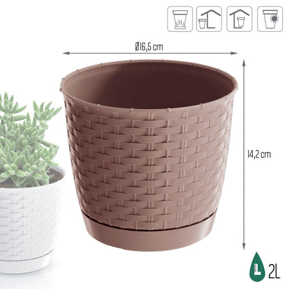 Maceta Ratolla Round 2l., Dimensiones (mm) 165x165x142, Color Mocca