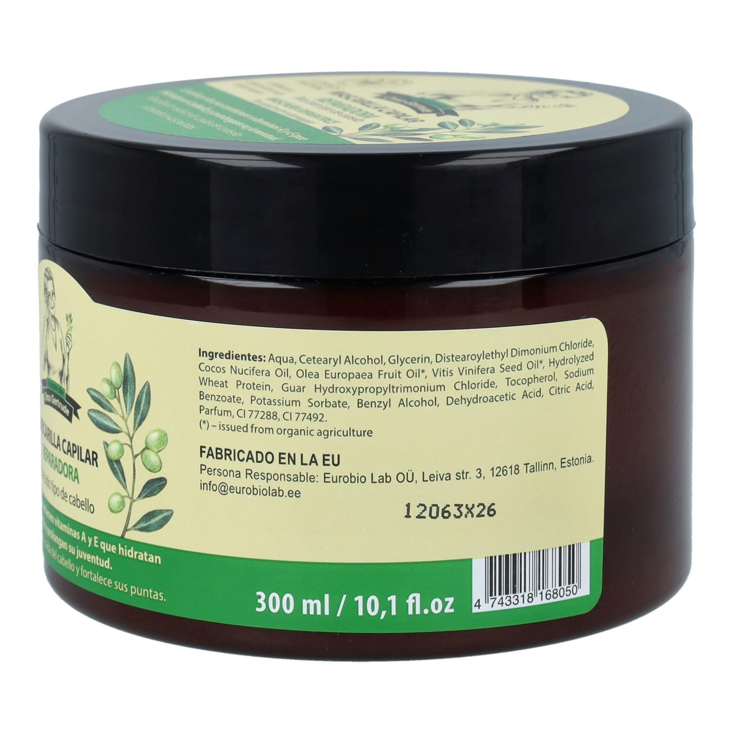 Máscara capilar para reparação e nutrição de cabelos secos e danificados, Oma Gertrude, 300 ml