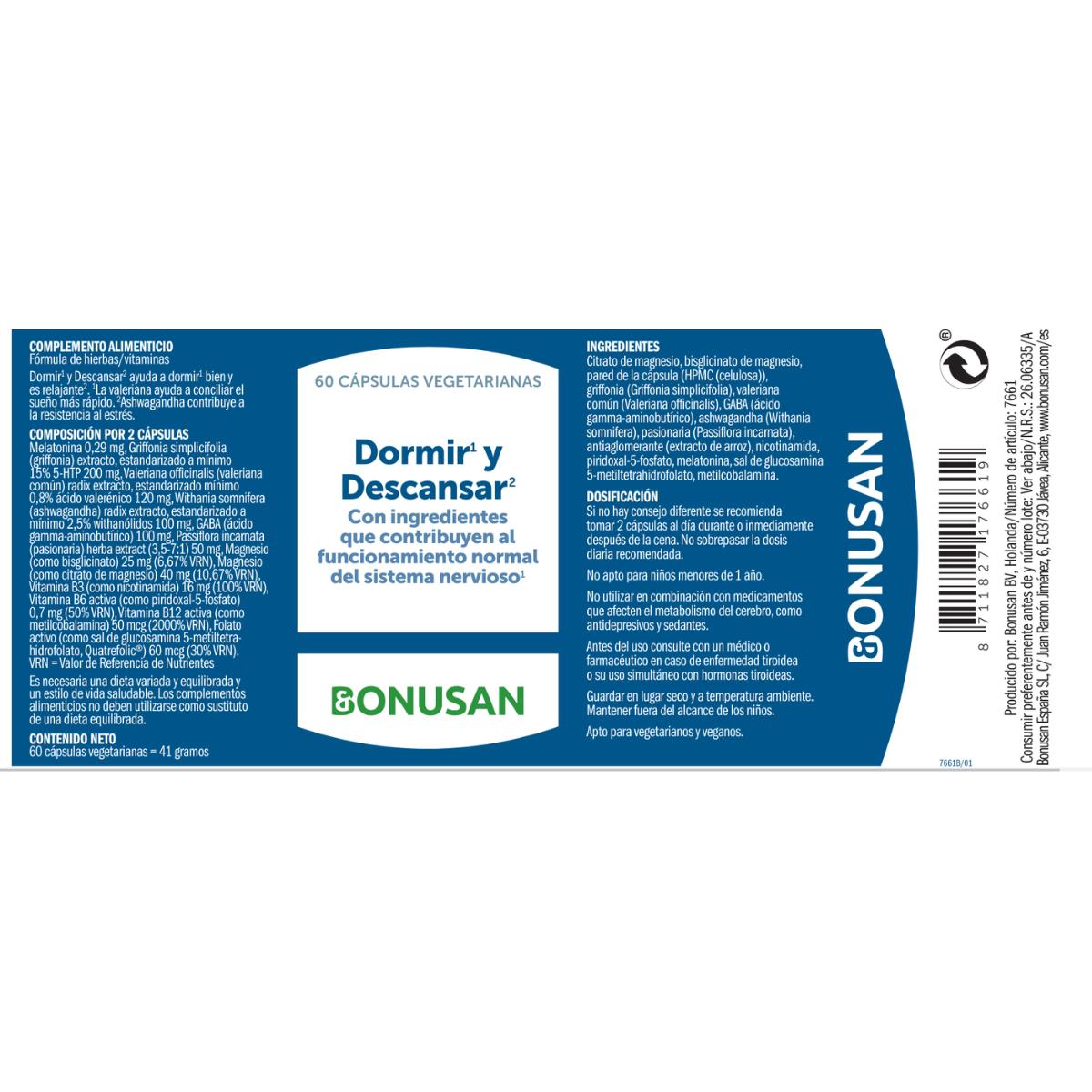 Fórmula Bonusan para Sono e Descanso 60 cápsulas