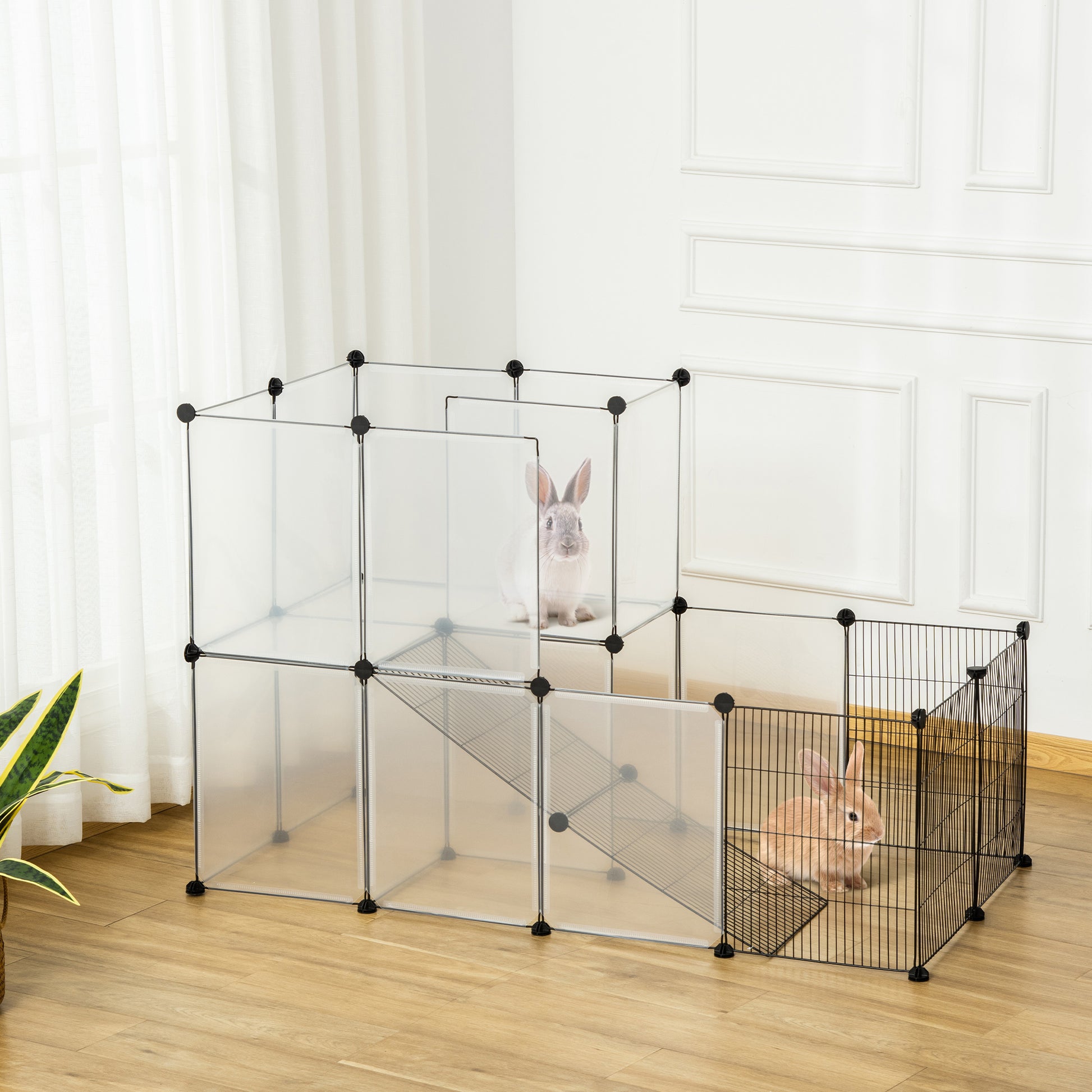 Pawhut Valla Para Animales Pequeños Diy Con 27 Paneles De Resina Alambre_1