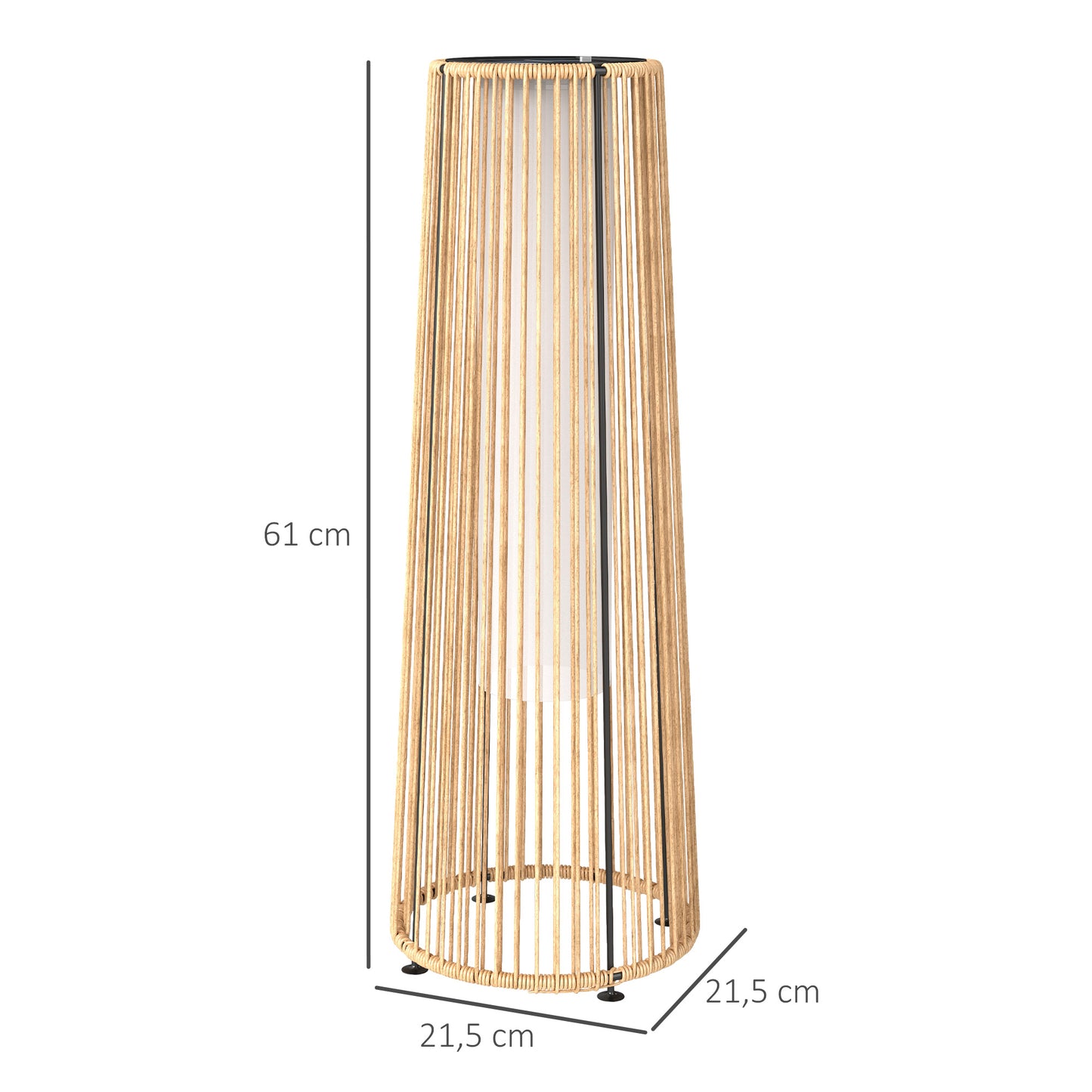 Outsunny Lámpara De Pie Ratán Energía Solar Con Control Luz Automático Negro_2