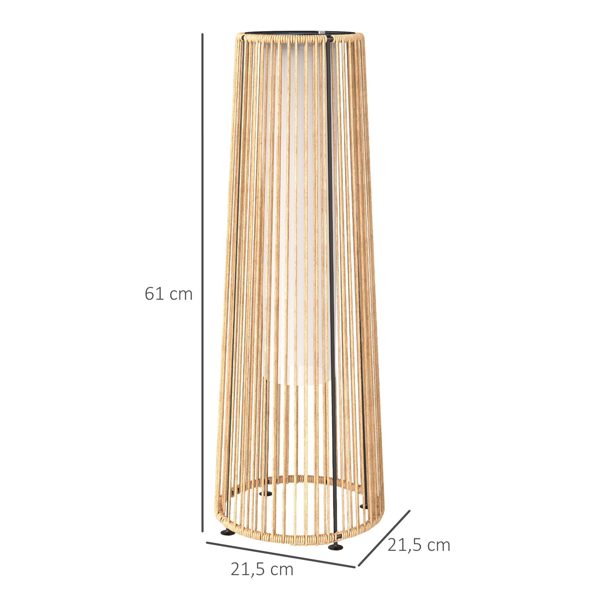 Outsunny Lámpara De Pie Ratán Energía Solar Con Control Luz Automático Negro_2