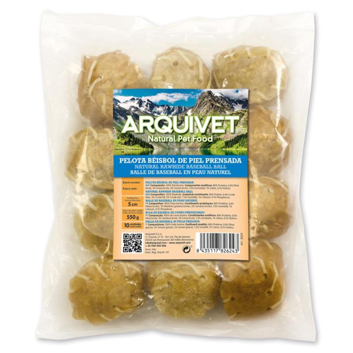 Bolas de basebol em pele prensada Arquivet para cães, 10 unidades