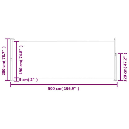 Vidaxl Toldo Lateral Retráctil Para Patio Marrón 200x500 Cm_2