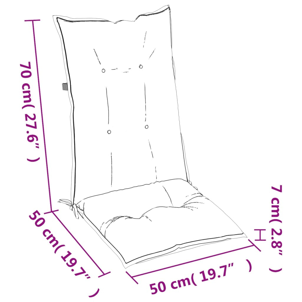 Vidaxl Cojín Silla De Jardín Respaldo Alto 2 Uds Tela Crema 120x50x7cm_2