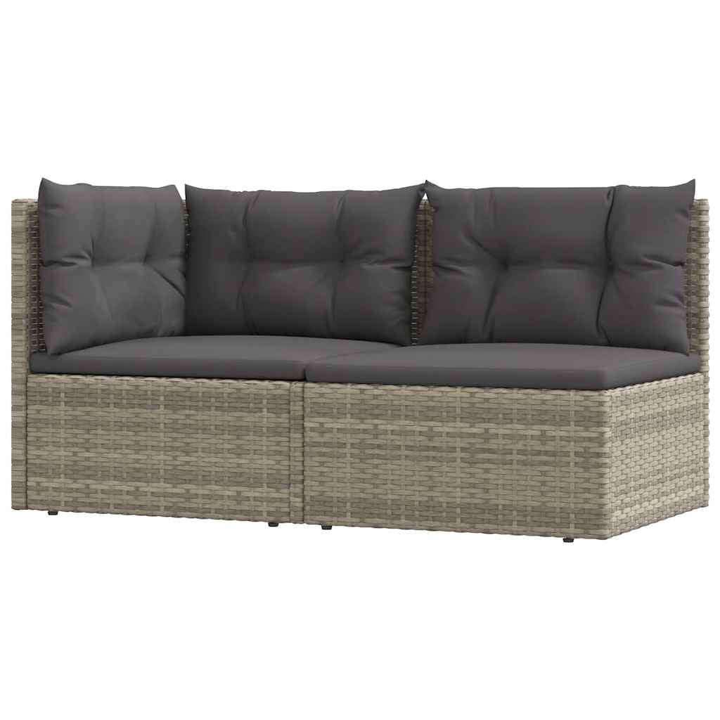 Vidaxl Set De Muebles De Jardín 2 Pzas Cojines Ratán Sintético Gris_0