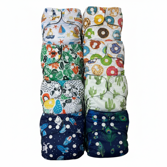 Kit Bienvenida 10 Pañales Tela Recién Nacido Bambú Carbón Adznadons Hasta 3.2kg Insertos Rollo Biodegradable 2 Bolsas_0