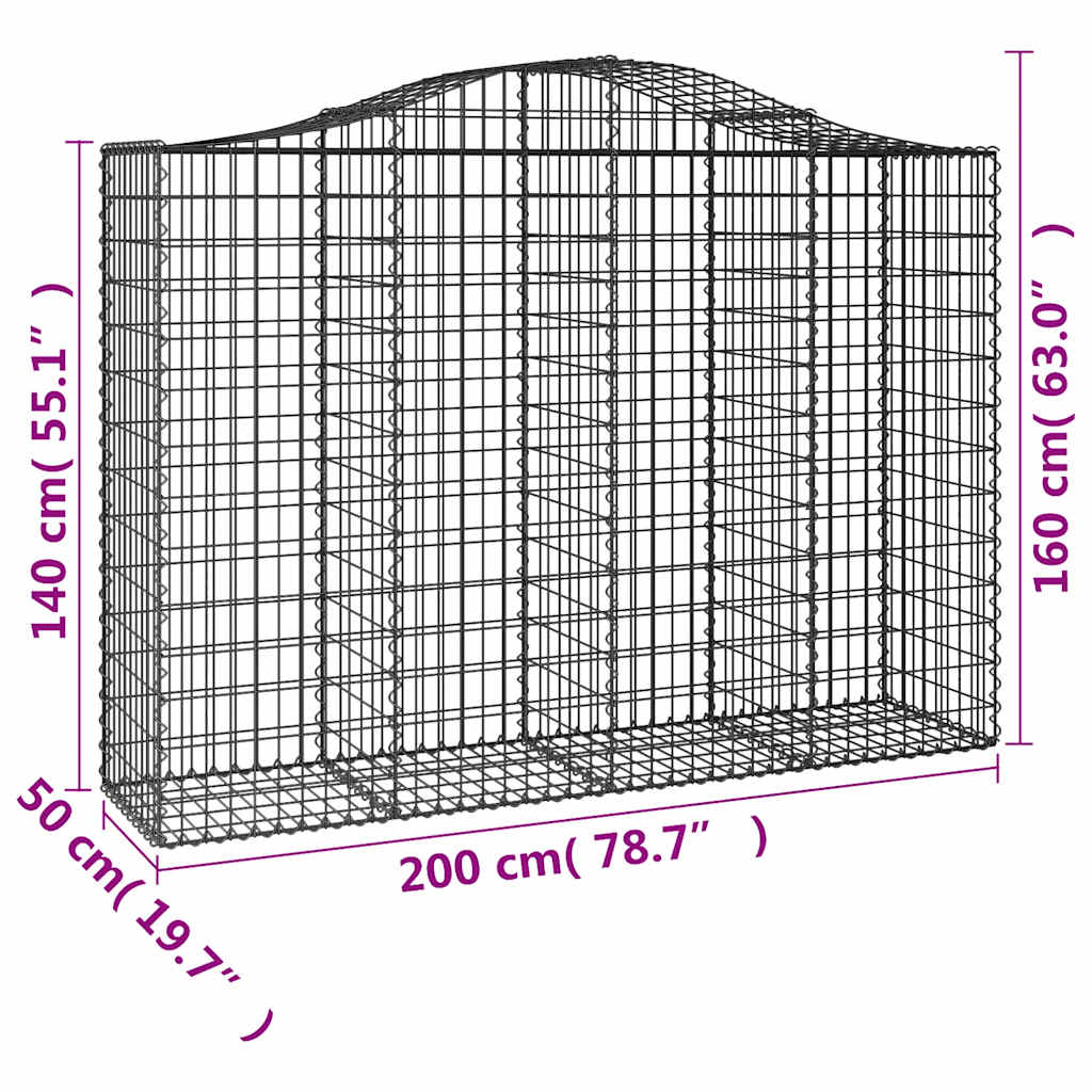 Cestas Gaviones 12 Uds Forma De Arco Hierro 200x50x140/160 Cm_5