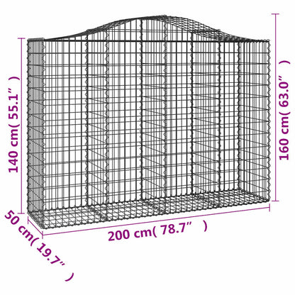 Cestas Gaviones 12 Uds Forma De Arco Hierro 200x50x140/160 Cm_5