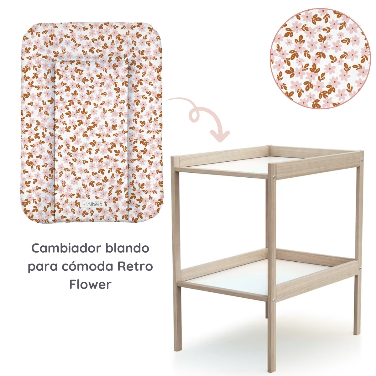 Cambiador Blando Para Comoda 70x50 Retro Flower_1