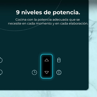 Placa De Vitrocerámica 2 Fuegos Bolero Squad V 2100. Potencia Máxima 3000 W, 9 Niveles De Potencia, Touch Control, Detector De Sartenes, Diámetro 16_3
