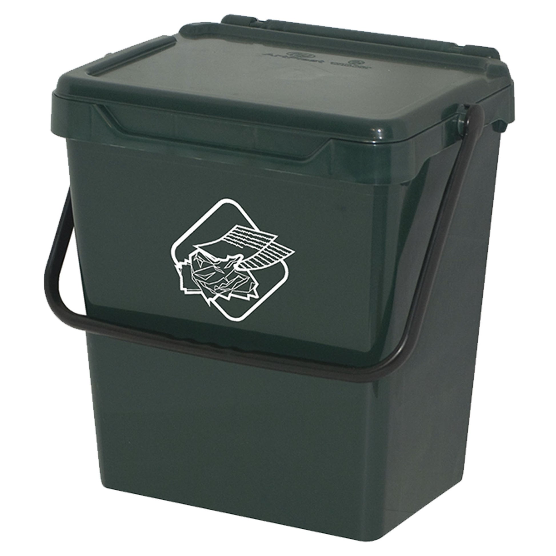 Cubo De Polipropileno Con La Manija Y La Cubierta, De Color Verde, 30 Lt. 400x305x390 Mm_0