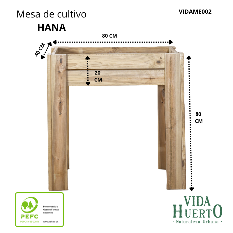 Mesa De Cultivo Hana Profunda 20cm Vidahuerto 80x40x80 Cm._2