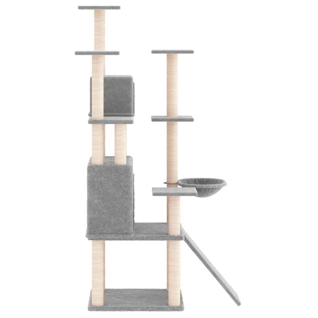 Rascador Para Gatos Con Postes De Sisal Gris Claro 154 Cm_3