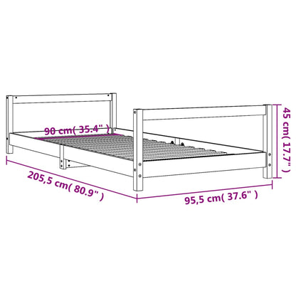 Estructura De Cama Para Niños Madera De Pino Negro 90x200 Cm / Vetonek_4