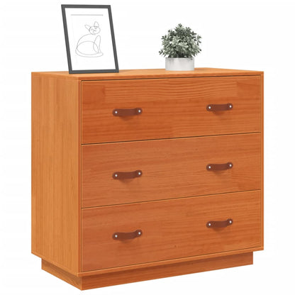 Aparador De Madera Maciza De Pino Marrón Cera 80x40x75 Cm / Vetonek_2