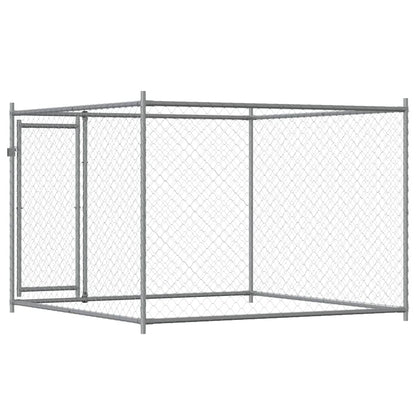 Jaula De Perros Con Puerta Acero Galvanizado Gris 2x2x1,5 M_5