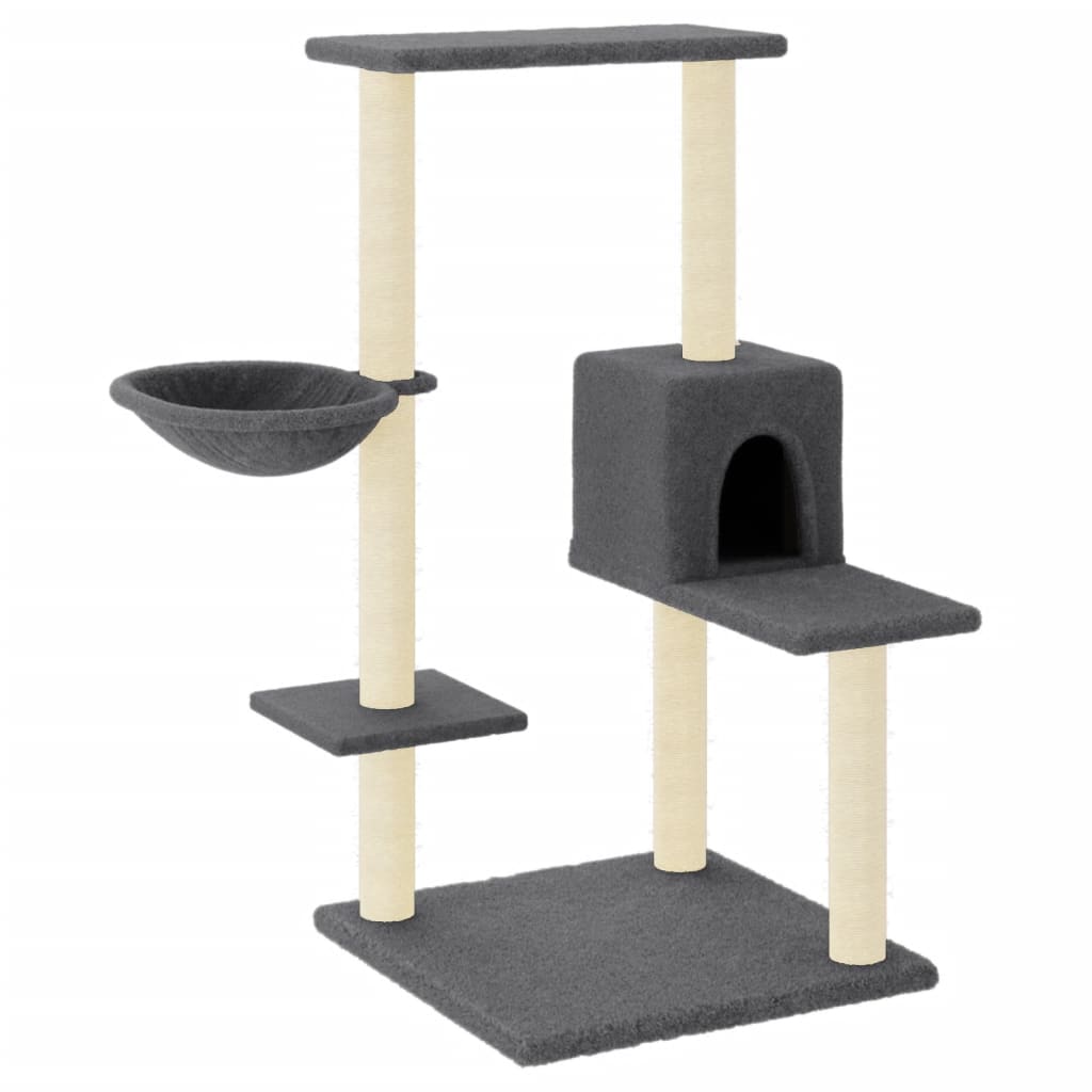 Rascador Para Gatos Con Postes De Sisal Gris Oscuro 95 Cm_0