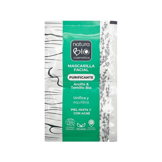 Mascarilla facial purificante Naturabio 2 x 7,5 ml