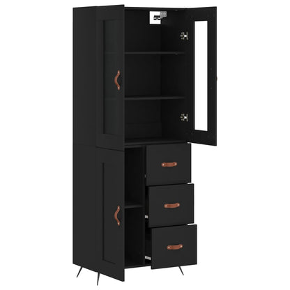 Aparador Alto Madera Contrachapada Negro 69,5x34x180 Cm_3