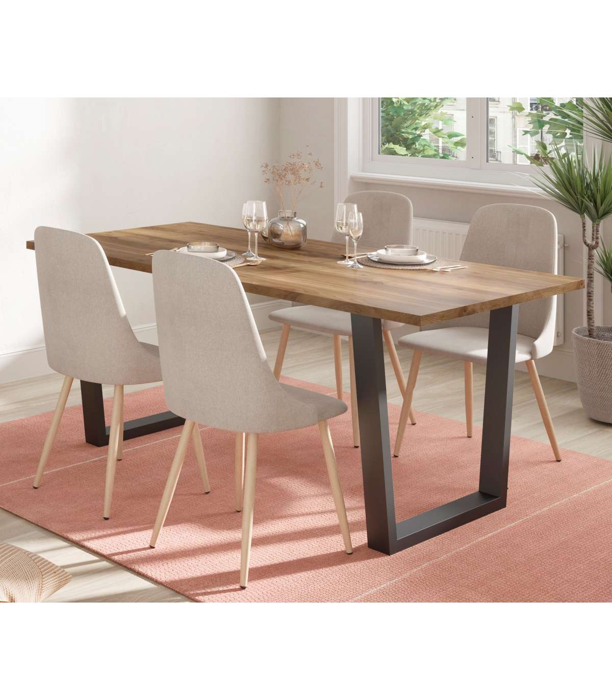 Mesa Comedor Rectangular Fauna Acabado Nogal, 75cm(alto) 180cm(ancho) 90cm(largo)_0