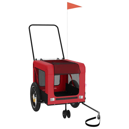 Remolque De Bicicleta Mascotas Hierro Tela Oxford Rojo Negro_0