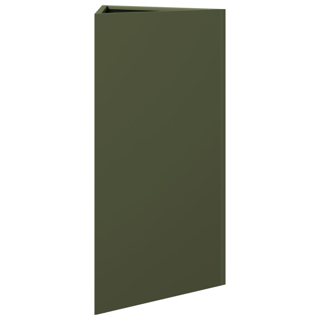Jardineras Triangulares 2 Uds Acero Verde Oliva 40x34,5x75 Cm_5