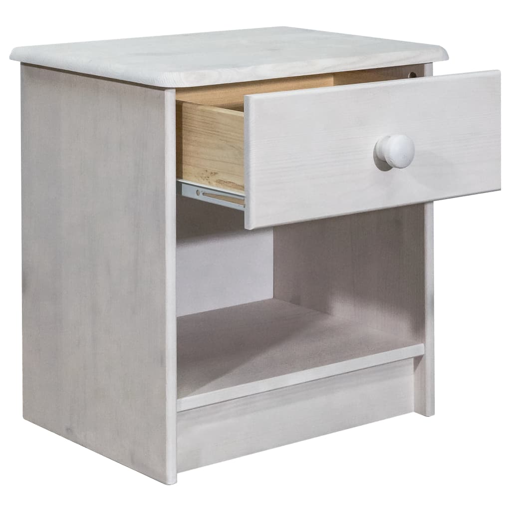 Mesita De Noche De Madera Maciza De Pino 41x30x42 Cm_1