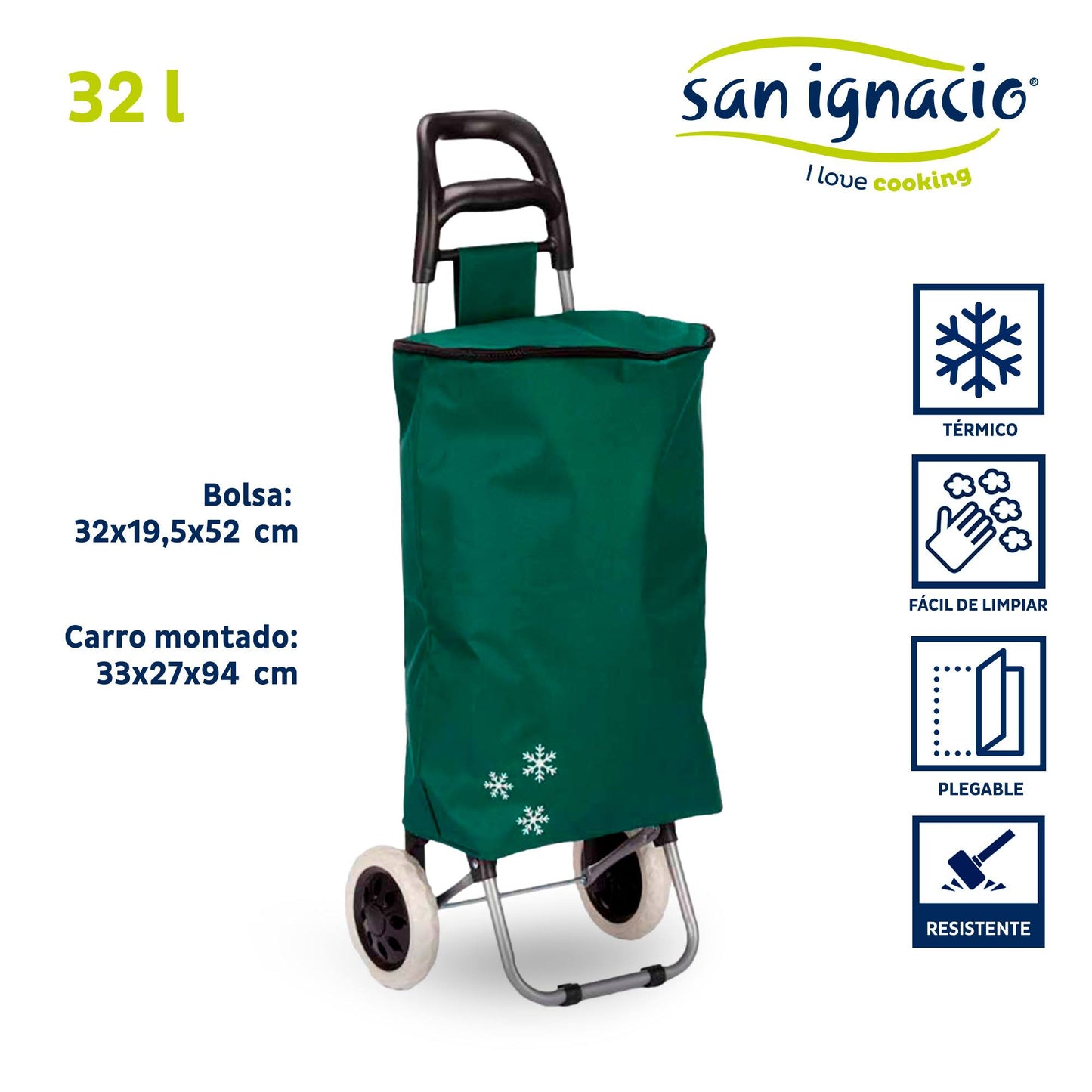 Carro De Compra 2 Ruedas Térmico Verde Kinvara – Mantén Tus Alimentos Frescos_1