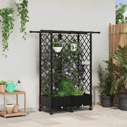 Cama Elevada Con Trellis Y Techo Negro 124 X 40 X 127 Cm Pp_1