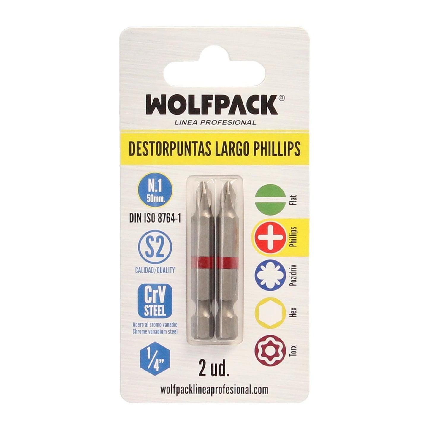 Puntas Largas Destornillador Phillips Nº 1 (2 Piezas). Acero S2 Al Cromo Vanadio. Puntas Hexagonales, Destorpuntas,_2
