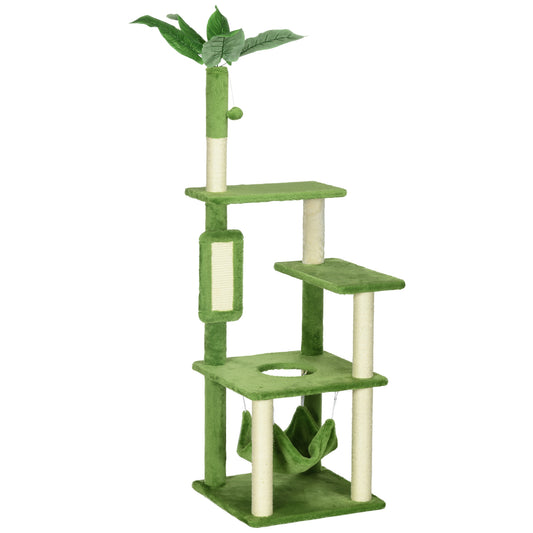 Pawhut Árbol Rascador Para Gatos Grandes De 142 Cm Con Hojas 49x49x142 Cm Verde_0