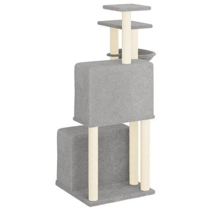 Rascador Para Gatos Con Postes De Sisal Gris Claro 122 Cm_4