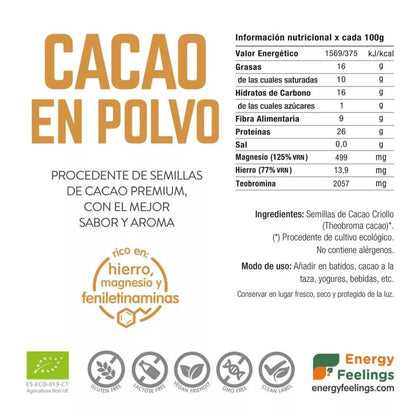 Cacau em pó sem açúcar ECO Energy Feelings 1 kg