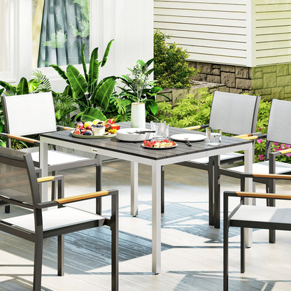 Outsunny Mesa De Comedor De Jardín Rectangular Con Estructura De Aluminio Negro_4