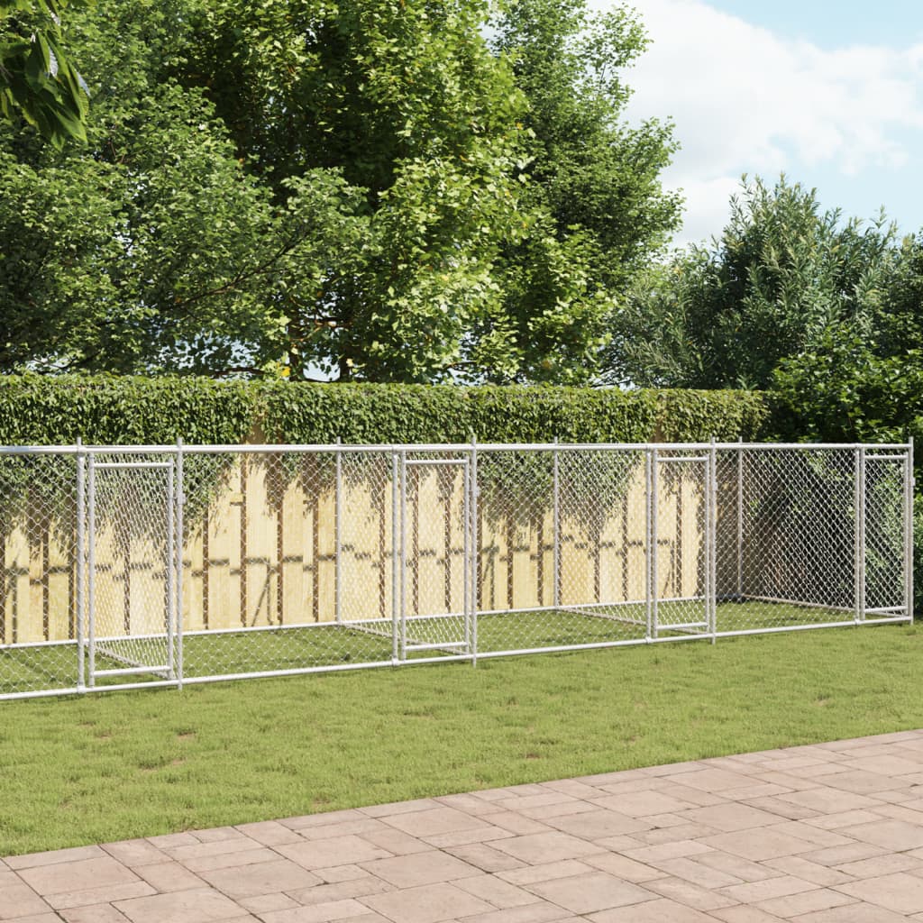 Jaula De Perros Con Puertas Acero Galvanizado Gris 10x2x1,5 M_1
