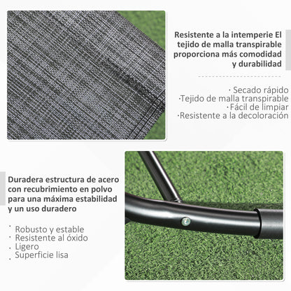 Outsunny Mecedora De Exterior Con Reposacabezas Reposabrazos 155x61x88 Cm Gris_5