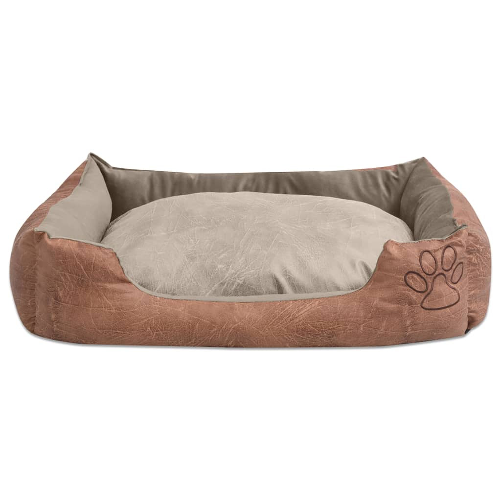 Vidaxl Cama Para Perro Con Cojín Pu Cuero Artificial Talla Xl Beige_1