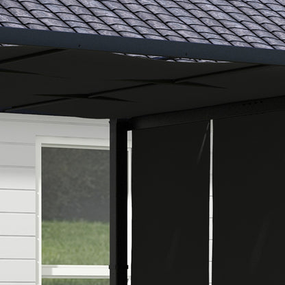 Outsunny Pérgola De Jardín 3x3 M Con Techo Retráctil Marco De Acero Gris Oscuro_4