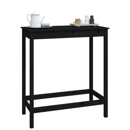 Mesa Alta De Bar Madera Maciza De Pino Negro 100x50x110 Cm_3