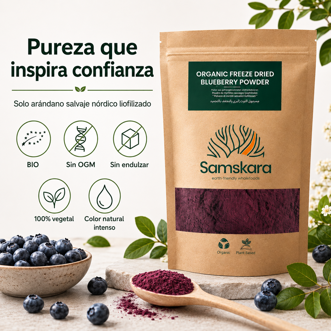 Arándano Nórdico En Polvo Bio - 150g | Fruta Deshidratada Ecológica, Snack Vegano Natural Sin Azúcares Añadidos_2