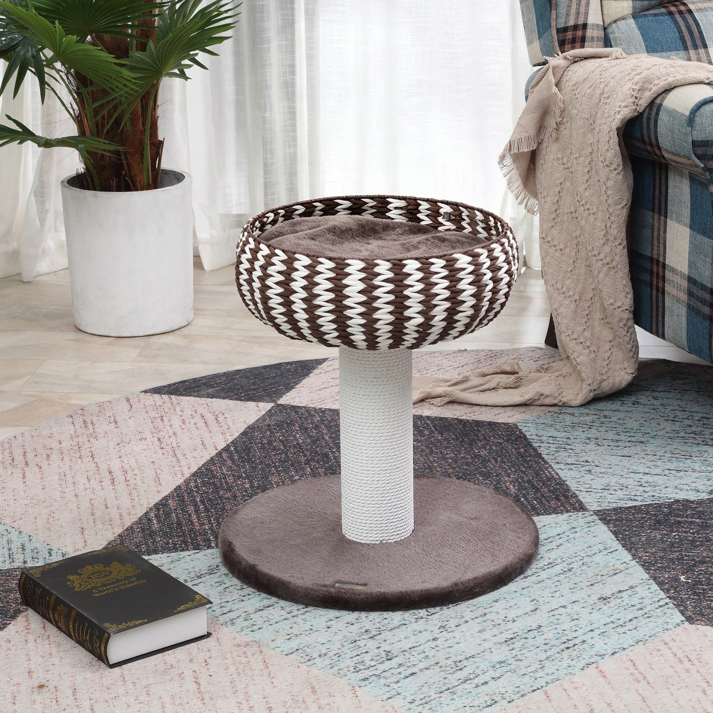 Pawhut Árbol Rascador Para Gatos Pequeño 52 Cm Con Cama Poste Y Cojín De Felpa_1