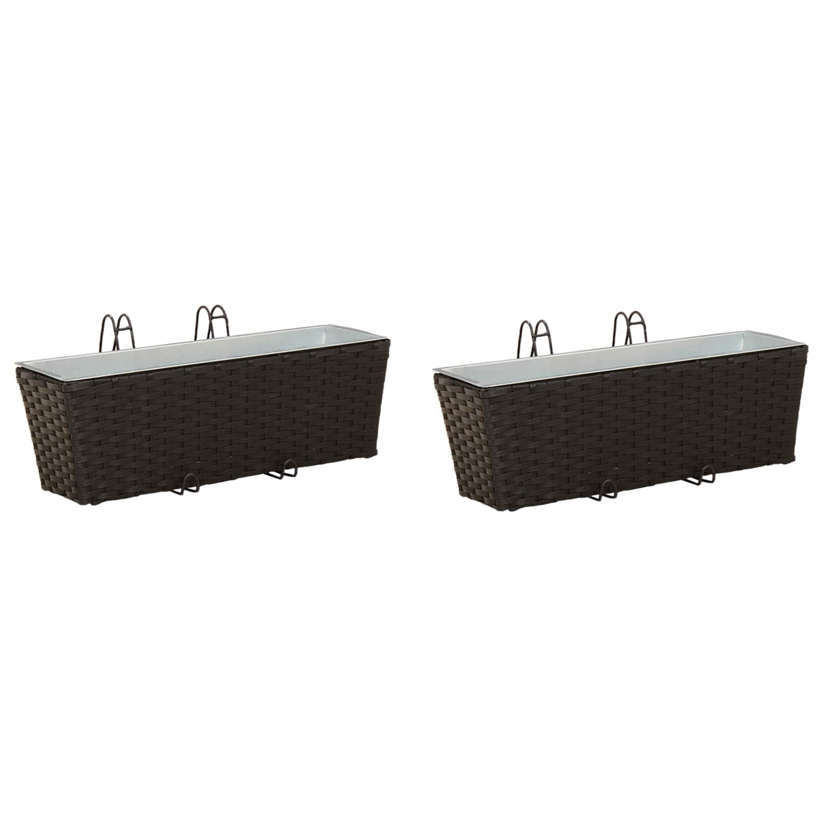 Barandilla 2 Uds. Negro 50 X 17 X 17 Cm Metal_0
