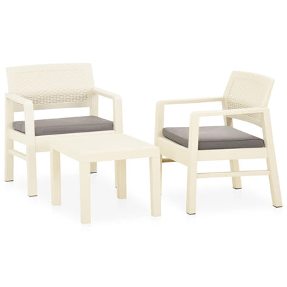 Vidaxl Set De Muebles De Jardín 3 Piezas Con Cojines Plástico Blanco_1