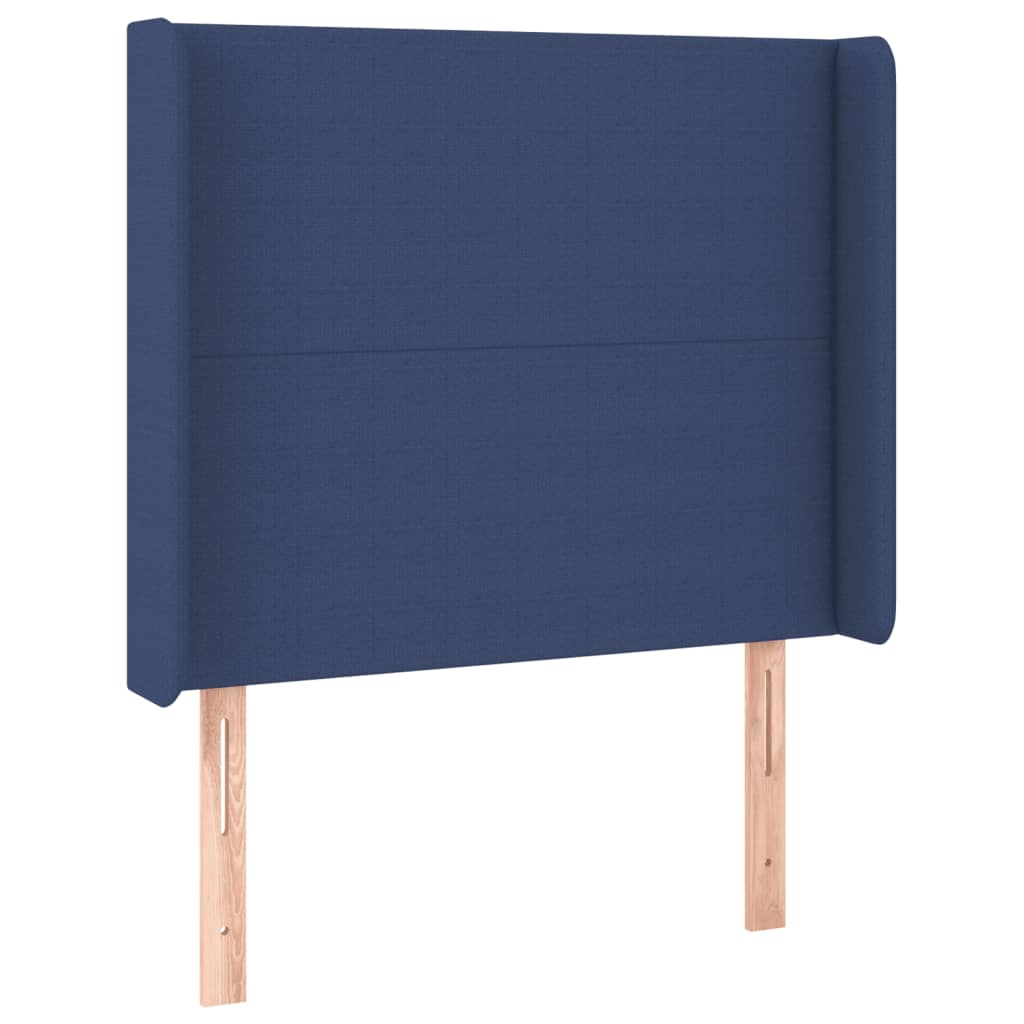 Cama Box Spring Colchón Y Luces Led Tela Azul 90x190 Cm / Vetonek_1