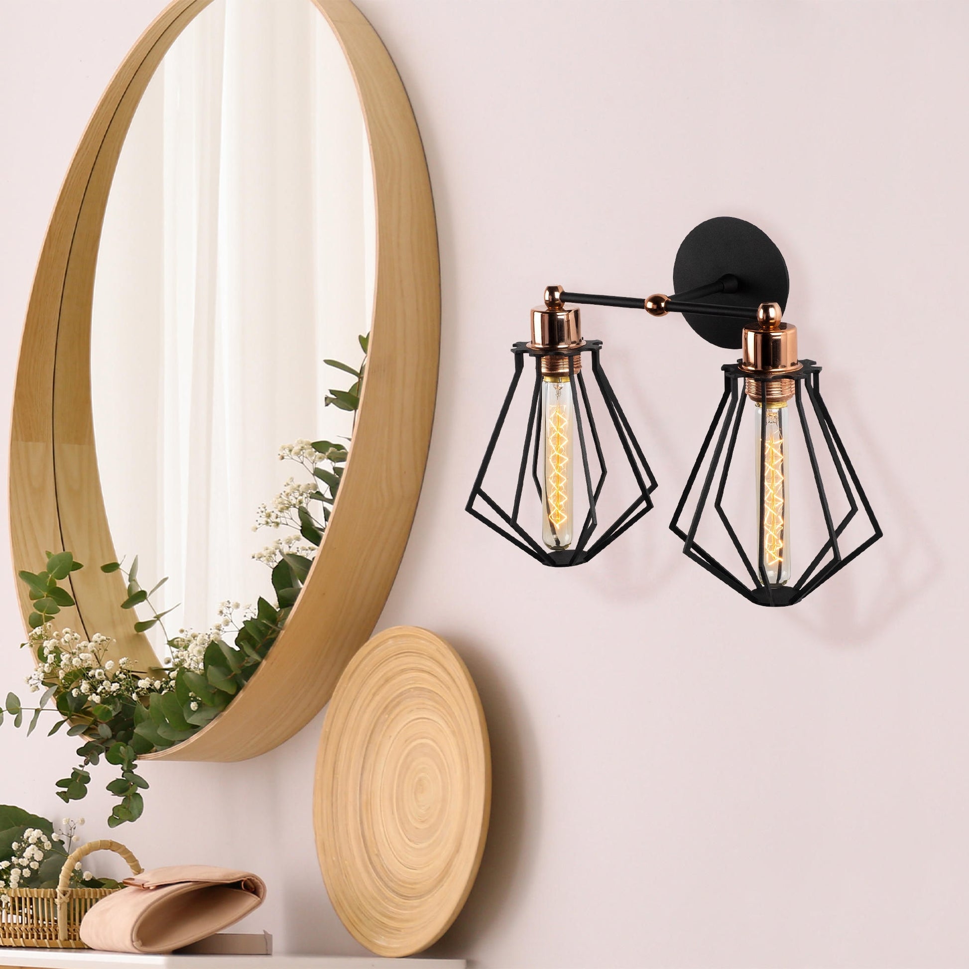 Aplique De Pared, Hierro , Negro, 38x38x30, Casquillo E 27 Max 40 W